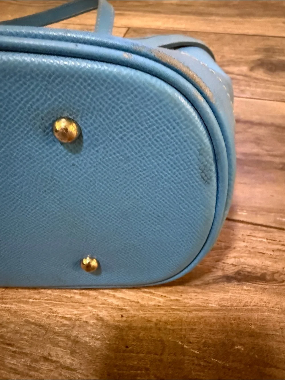 Dooney & Bourke Sky Blue Pebble Leather Logo Lock Tote